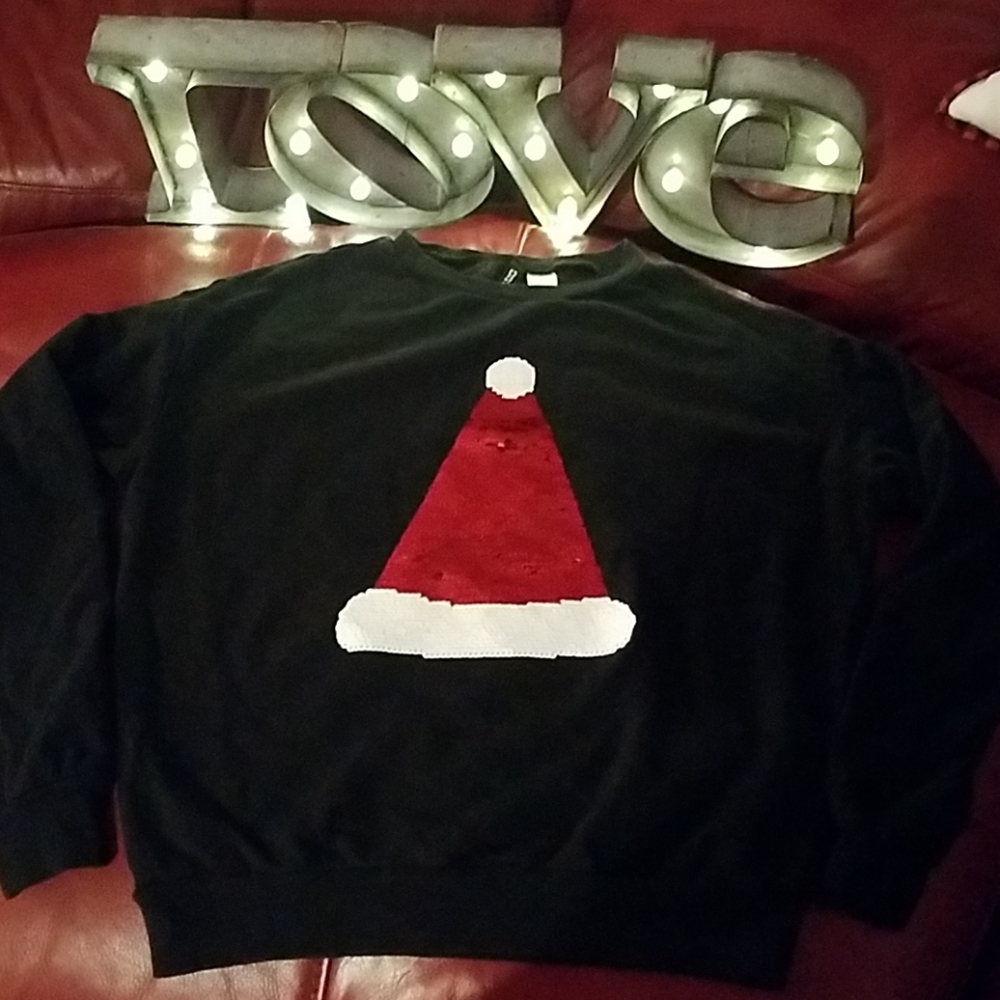 H&M Santa Hat/Pizza Sequin Sweatshirt